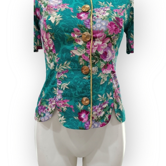 Petite Sophisticate Women's Tea Blouse Lightweight Blazer Gold Button Front Sz 6 - Picture 5 of 9